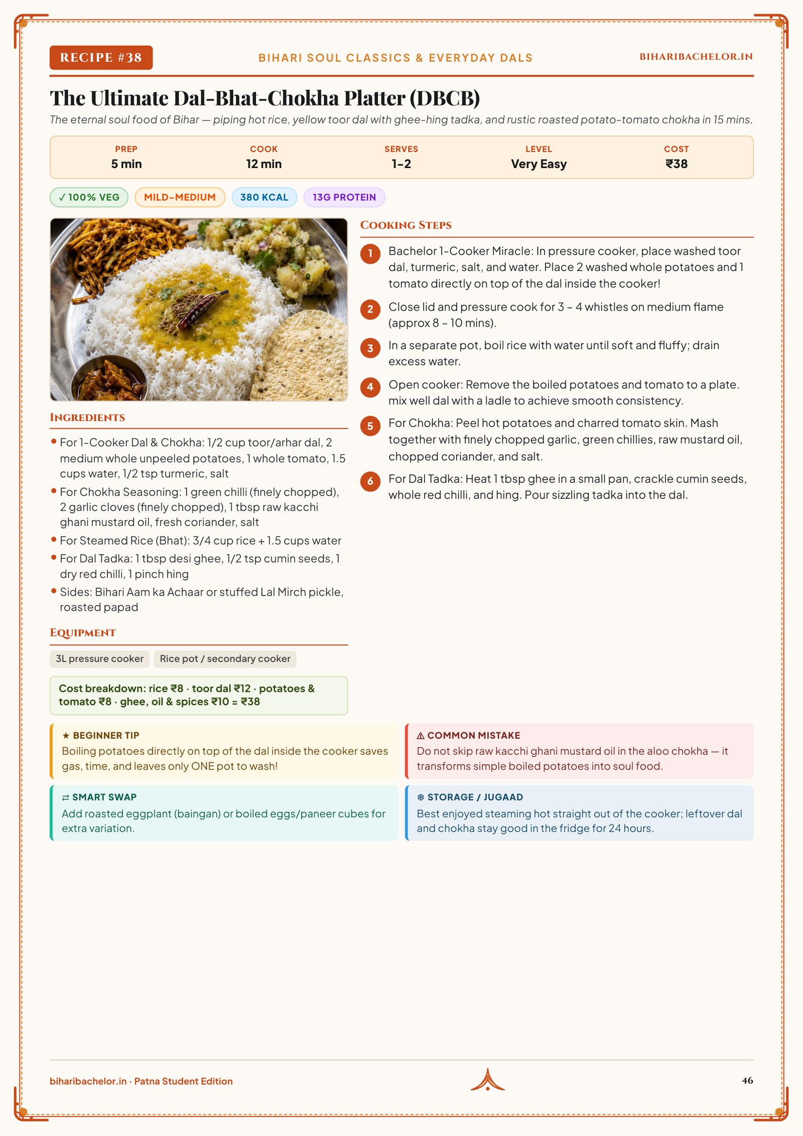 Sample Recipe Page - Dal-Bhat-Chokha Platter